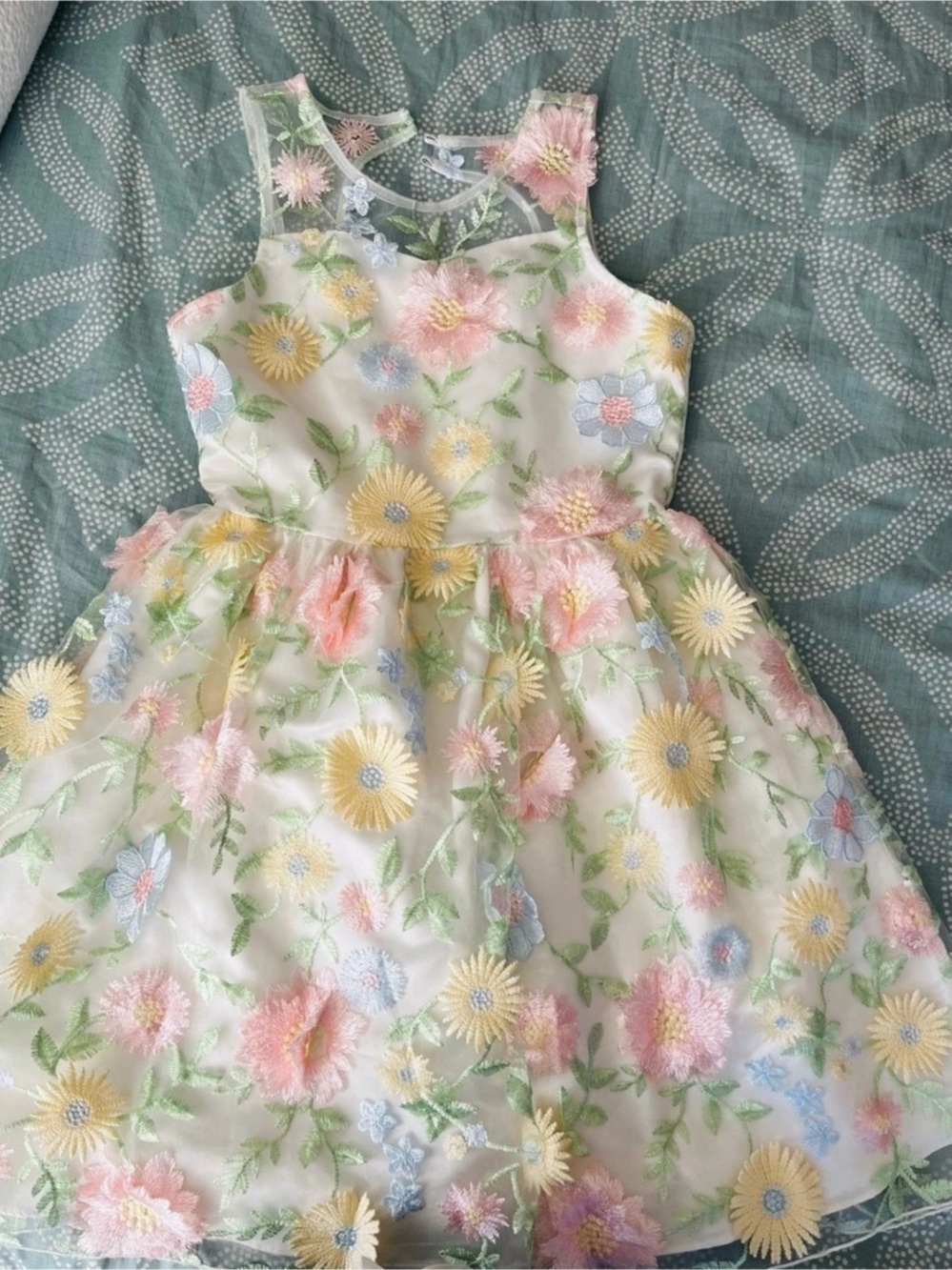 Rare Editions Floral Girls' Dress White & Pink Size 16T